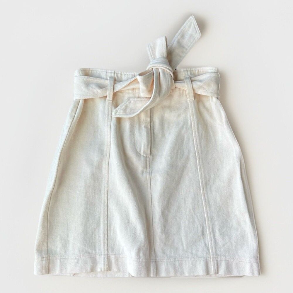 Parker Women' Cream Denim Mini Skirt Size 0 Belted